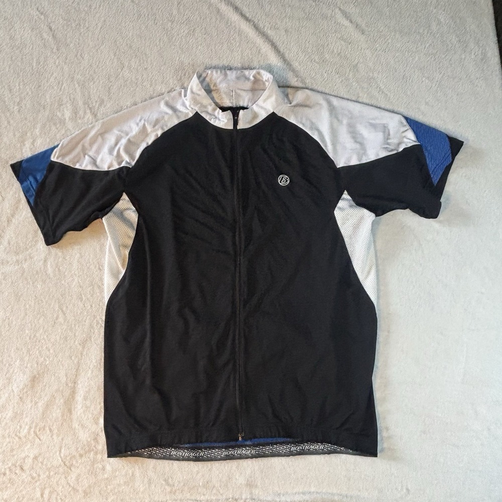 Bontrager Mens Full Zip shirt Sleeve Cycling  Jersey Size XL Black And Blue